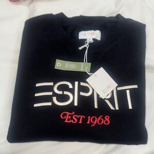 Esprit Black Sweatshirt with White and Red Accents